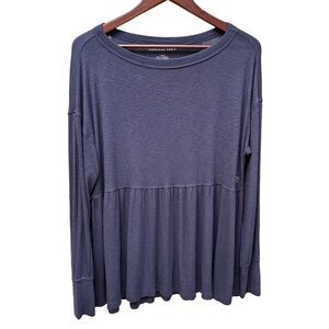 American Eagle Black Tunic Top Large Long Sleeve